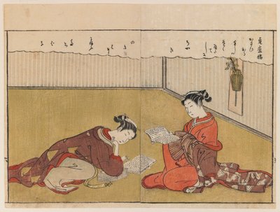 Pagina Uit Haru no Nishiki, 1771 door Suzuki Harunobu